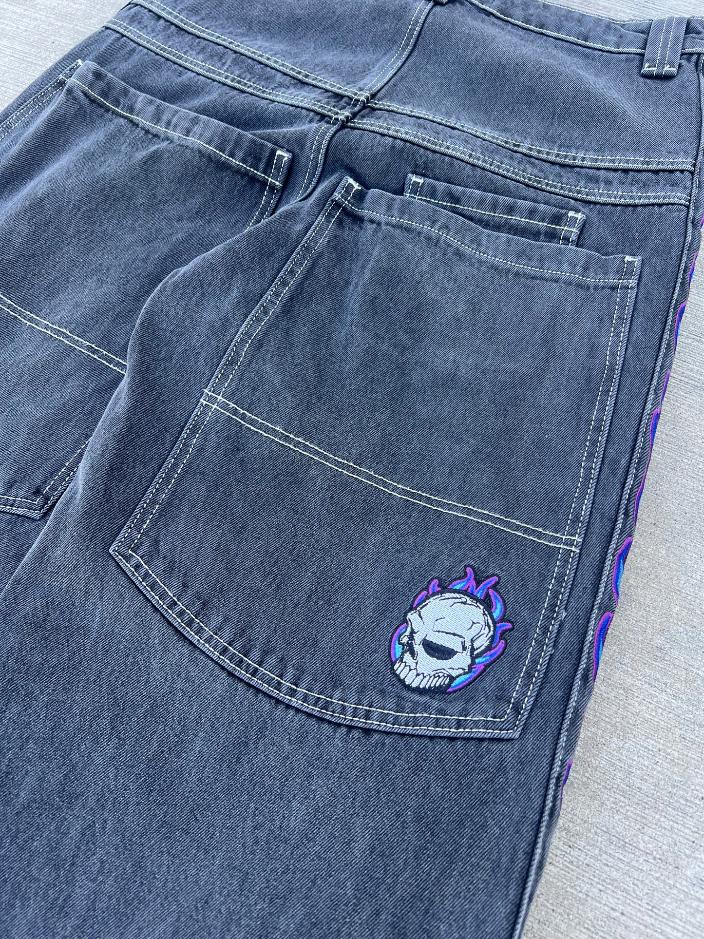 Skull Stripe Denim (Black Wash)