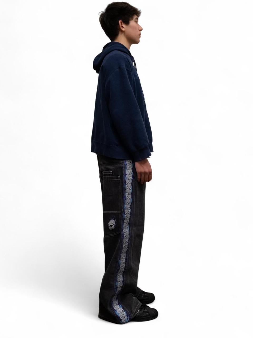 Skull Stripe Denim (Black Wash) – Azure US