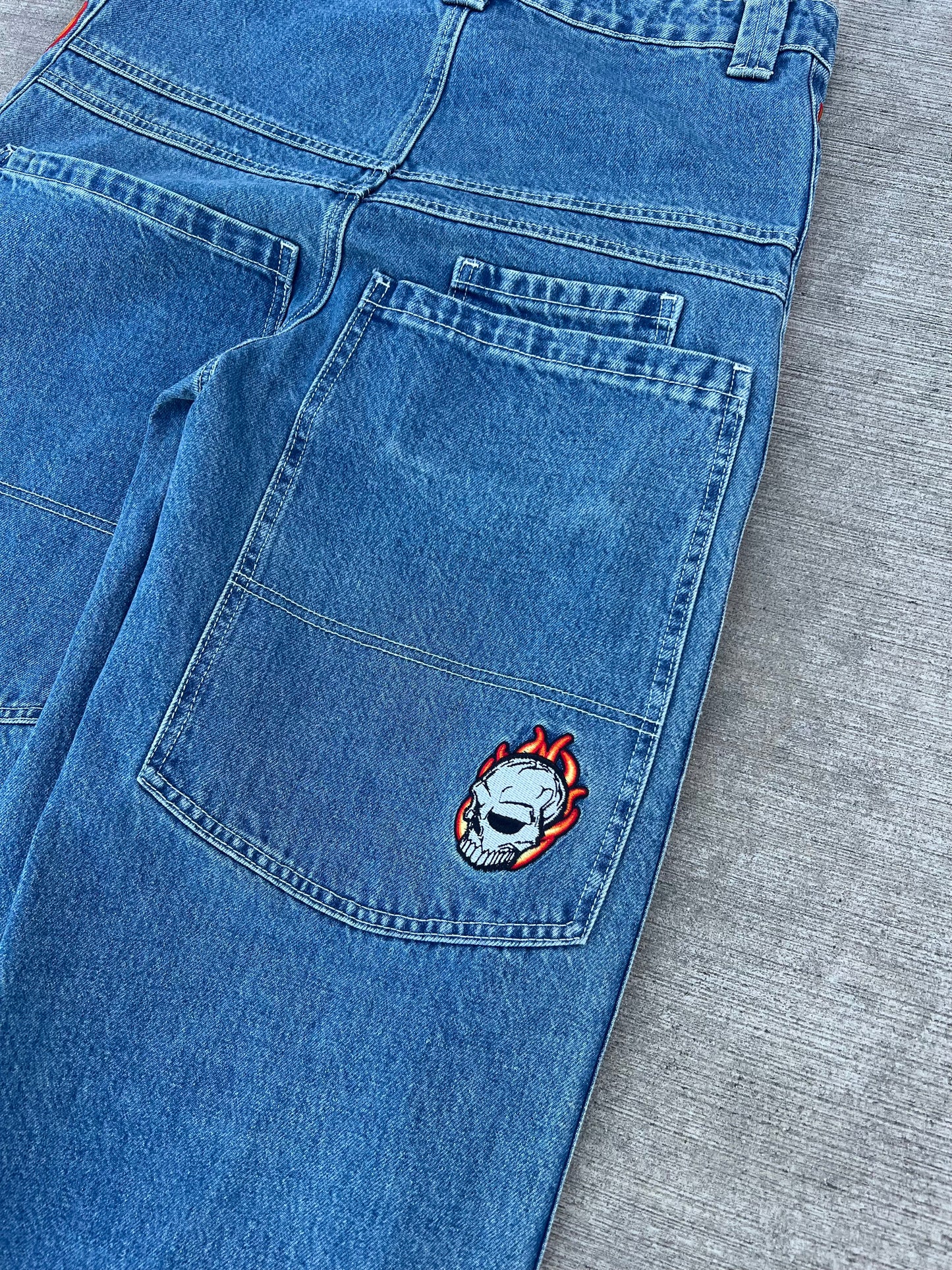 Skull Stripe Denim (Dark Wash)