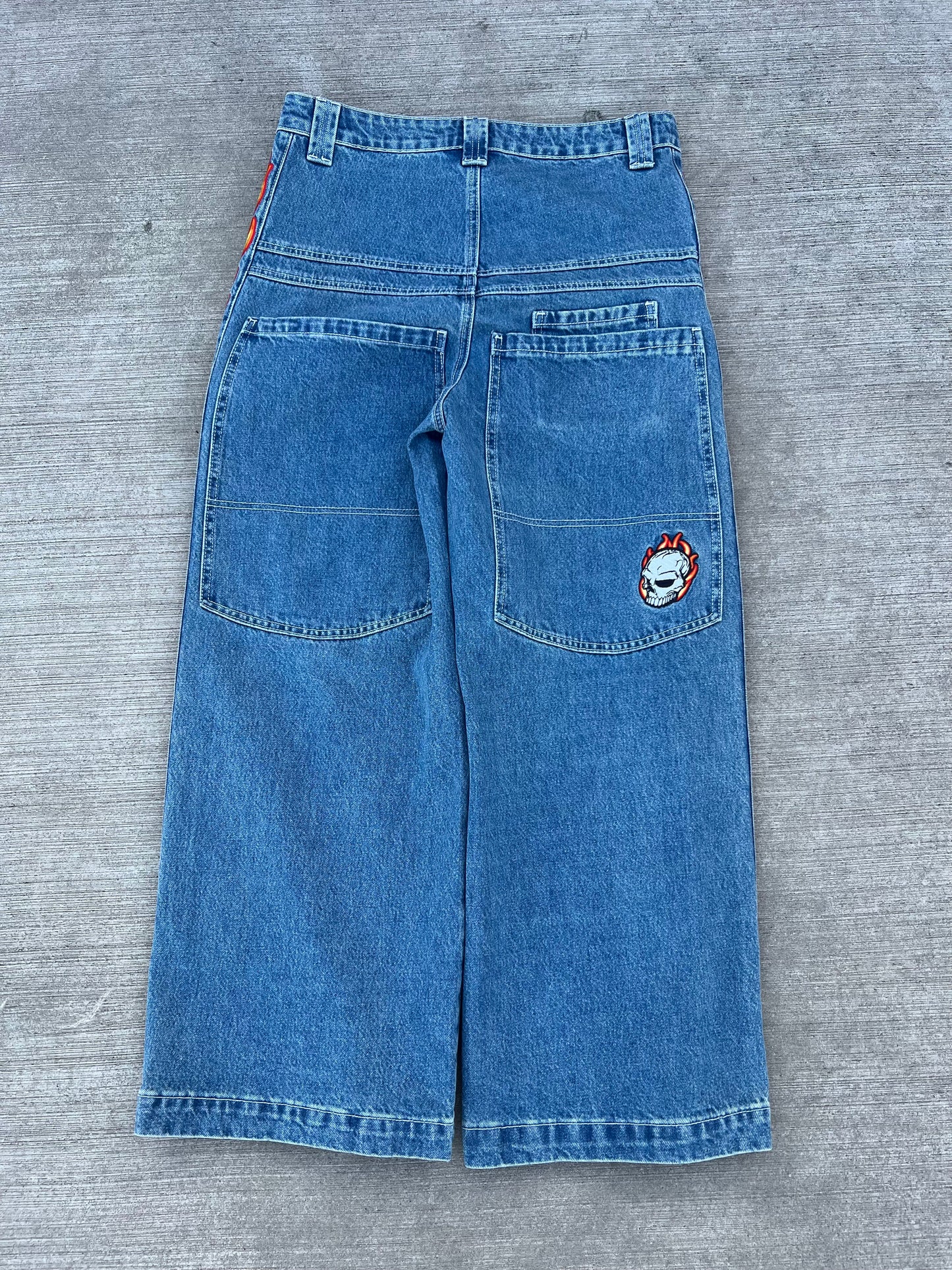 Skull Stripe Denim (Dark Wash)