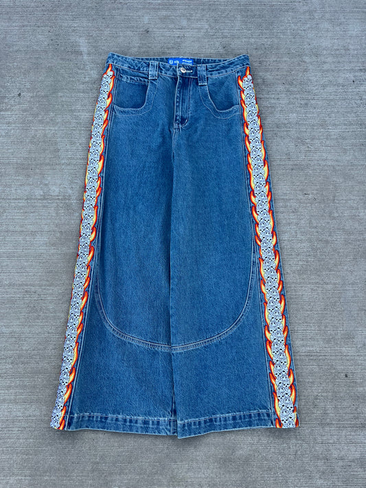 Skull Stripe Denim (Dark Wash)