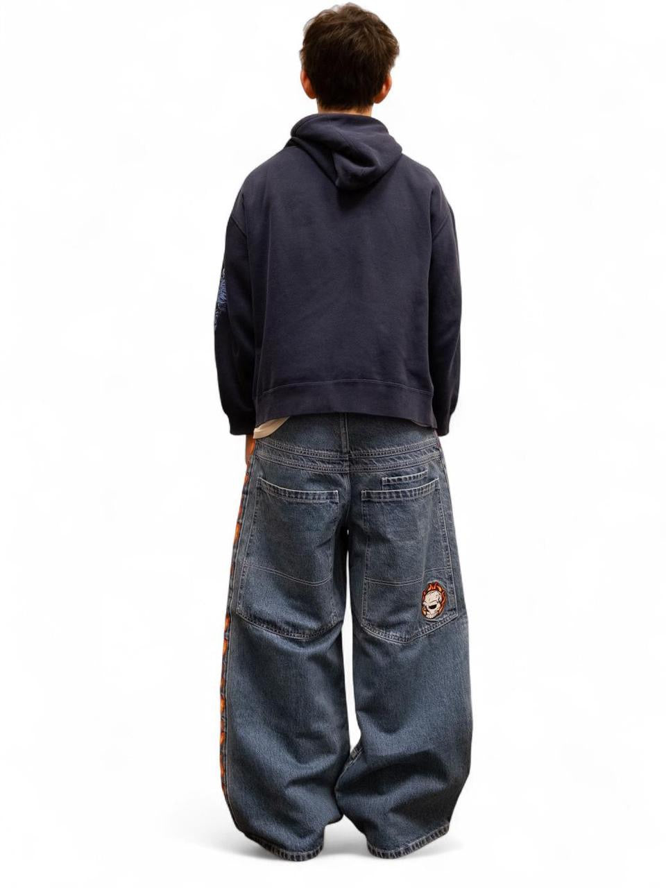 Skull Stripe Denim (Dark Wash)