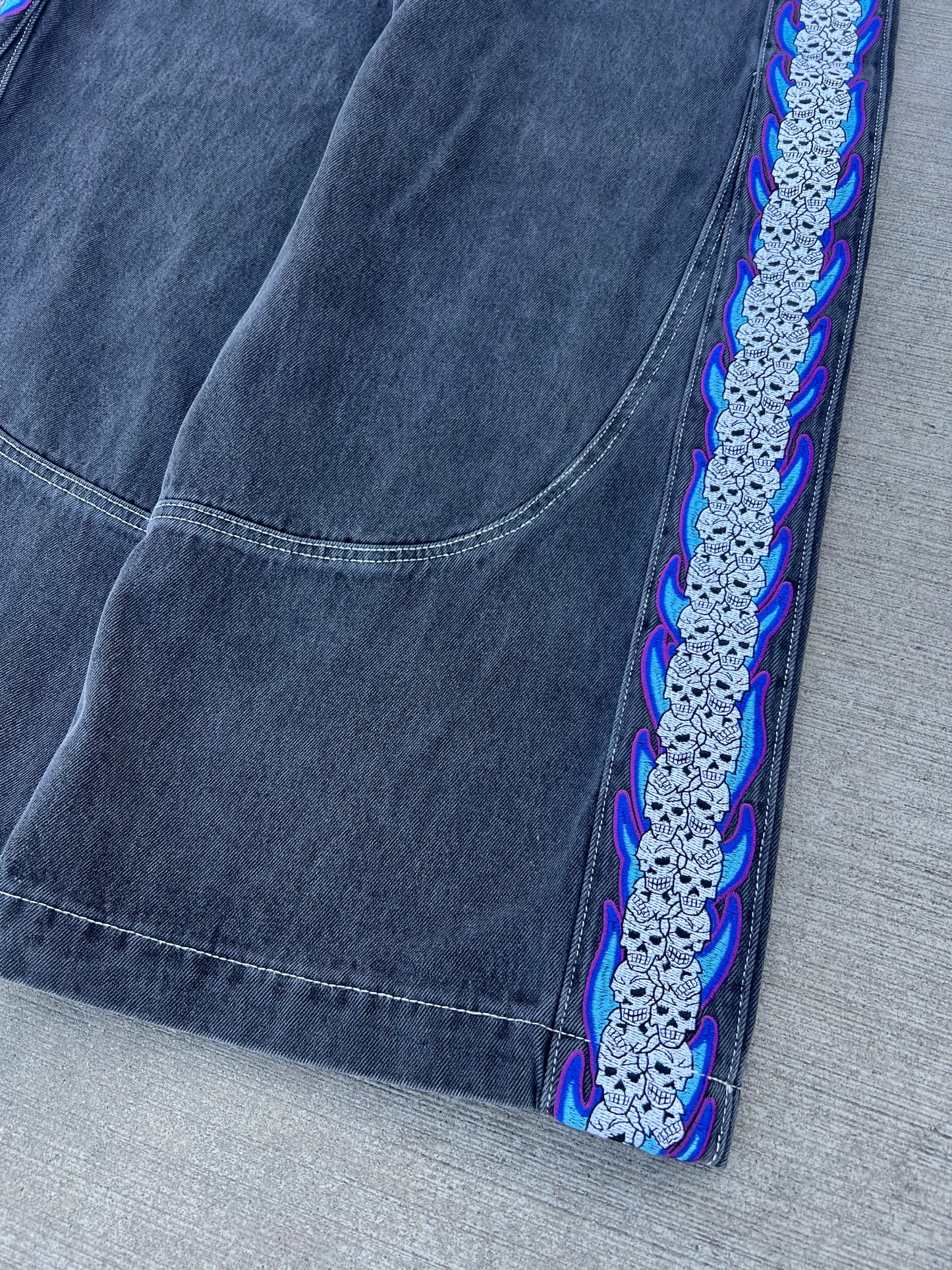 Skull Stripe Denim (Black Wash)