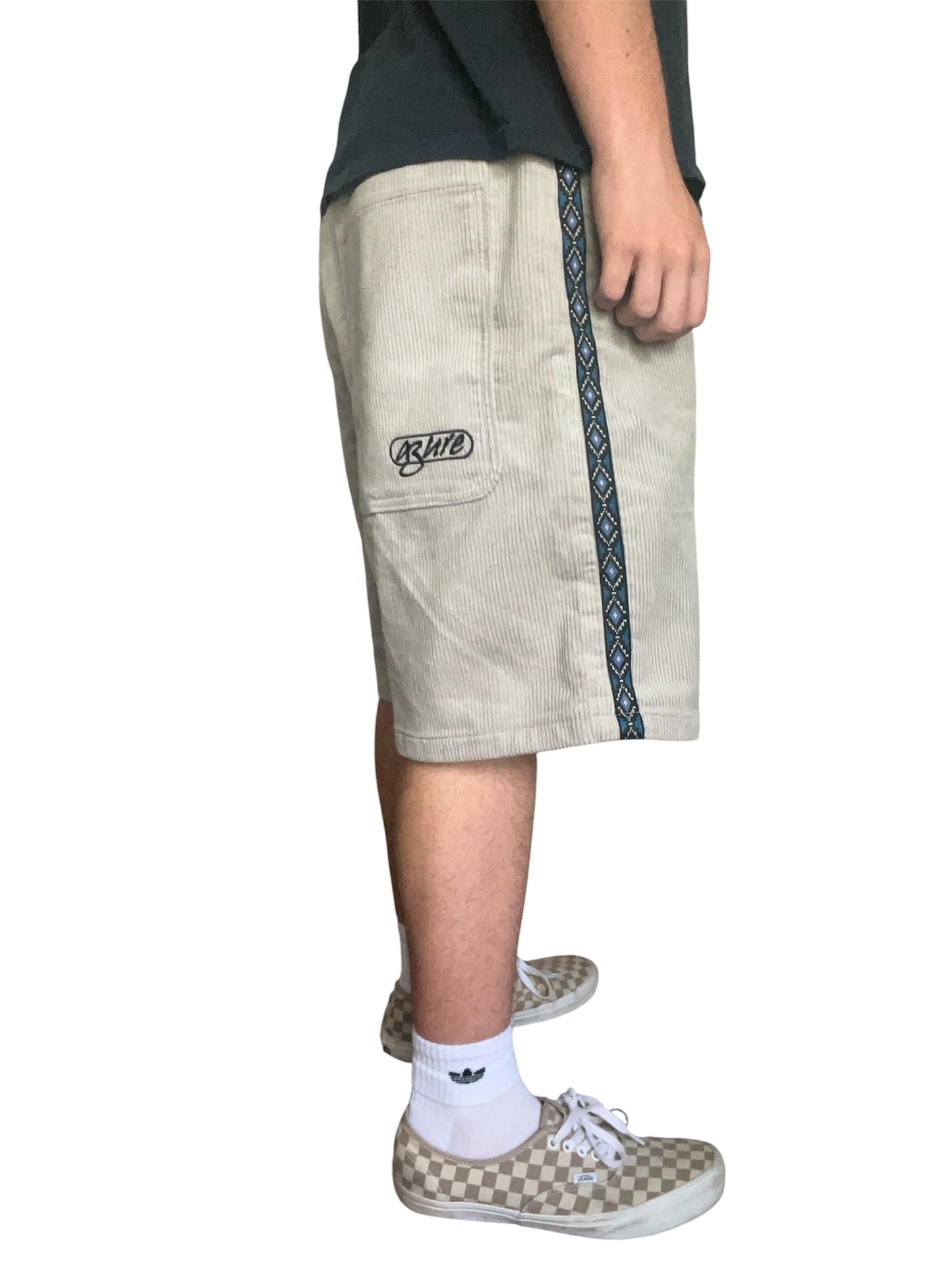 Aztec Corduroy Shorts (Gray/Blue)