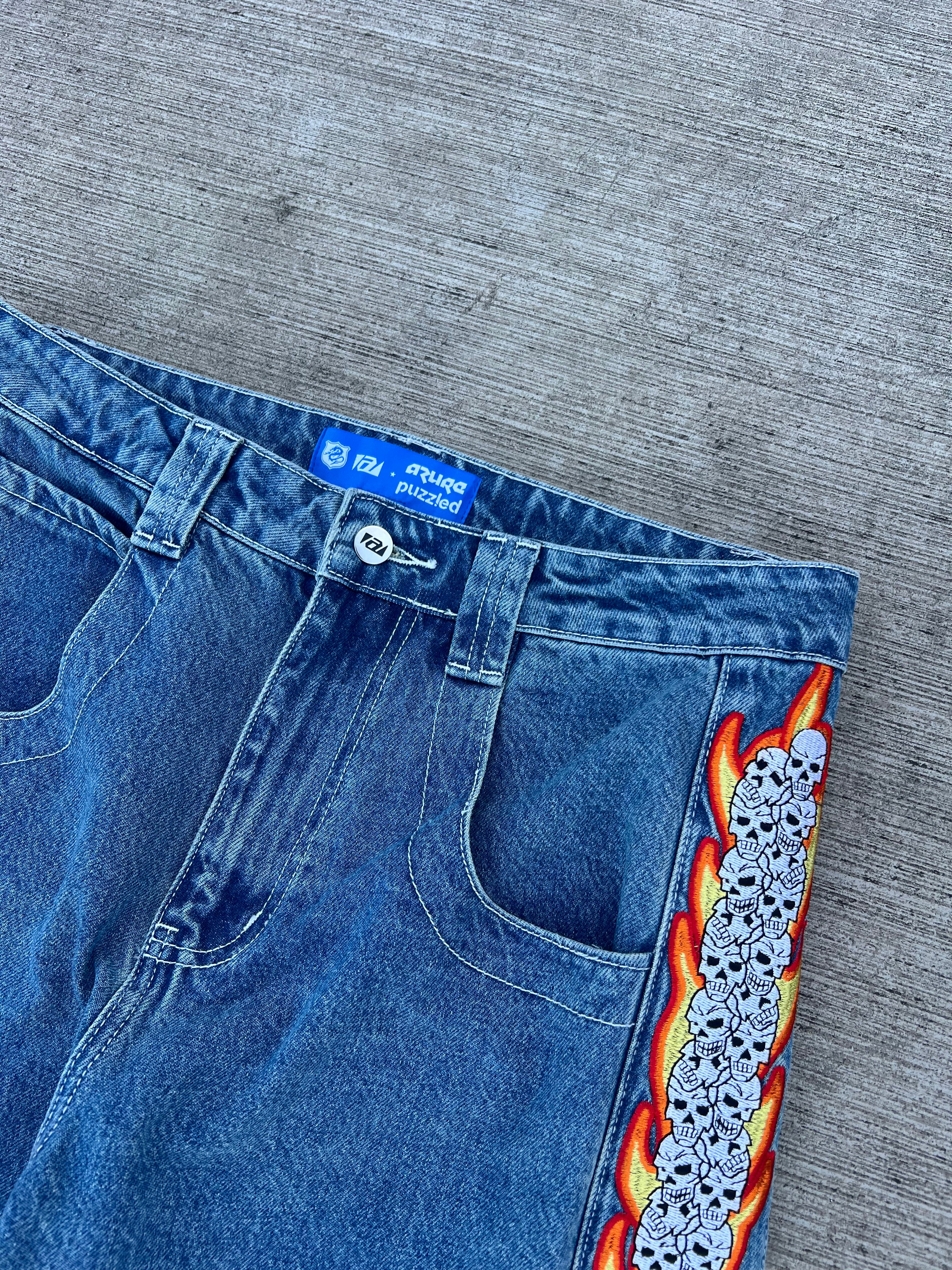 Skull Stripe Denim (Dark Wash) – Azure US