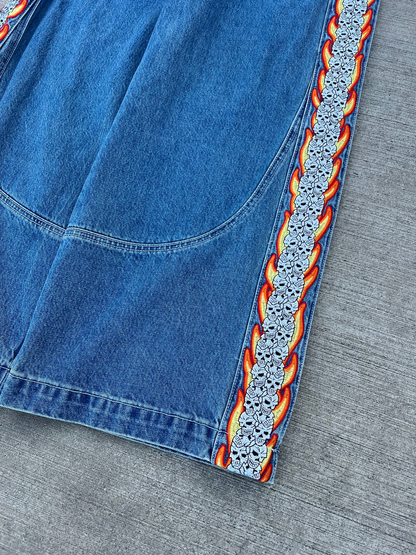 Skull Stripe Denim (Dark Wash)