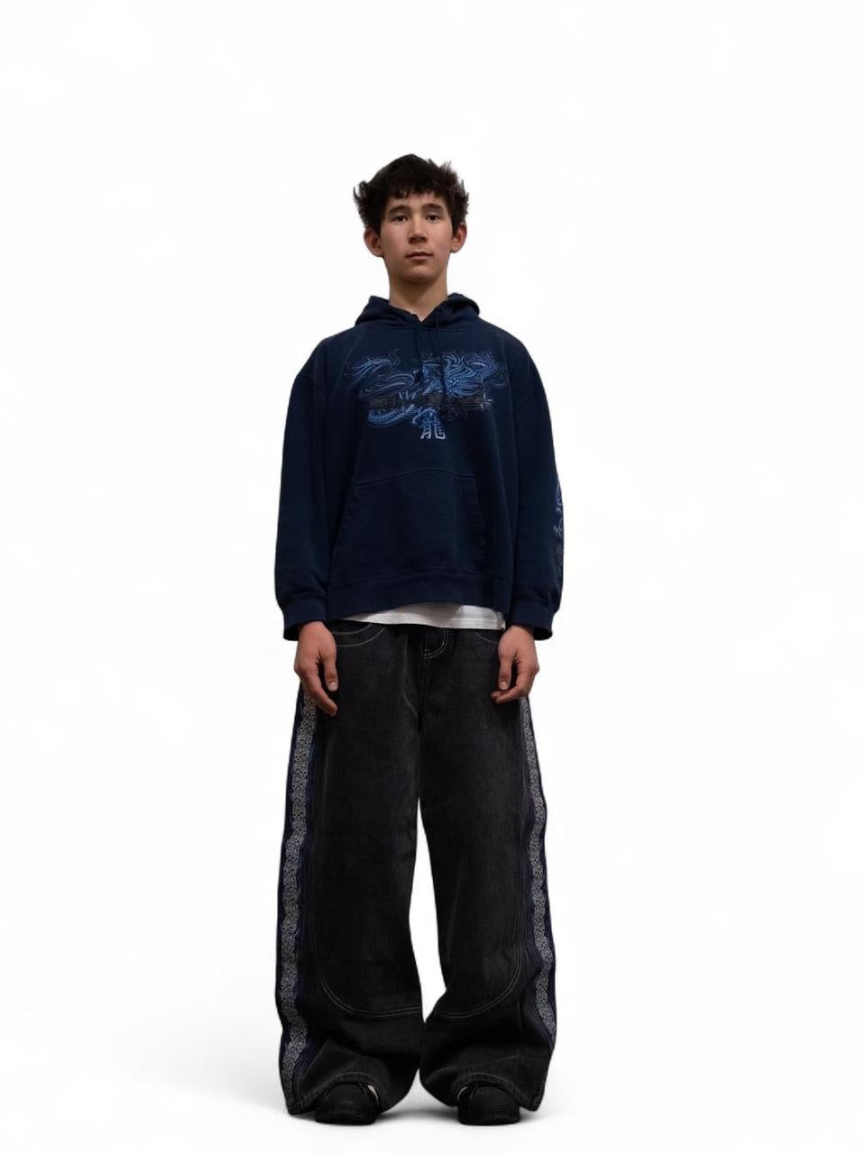 Skull Stripe Denim (Black Wash)