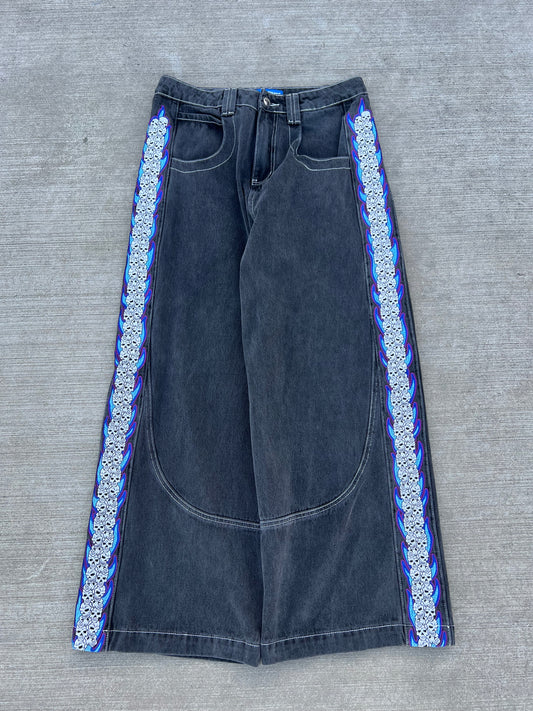 Skull Stripe Denim (Black Wash)